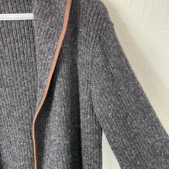 Peruvian Connection Open Front Faux Suede Trim Alpaca Cardigan Sz XS - Picture 3 of 7